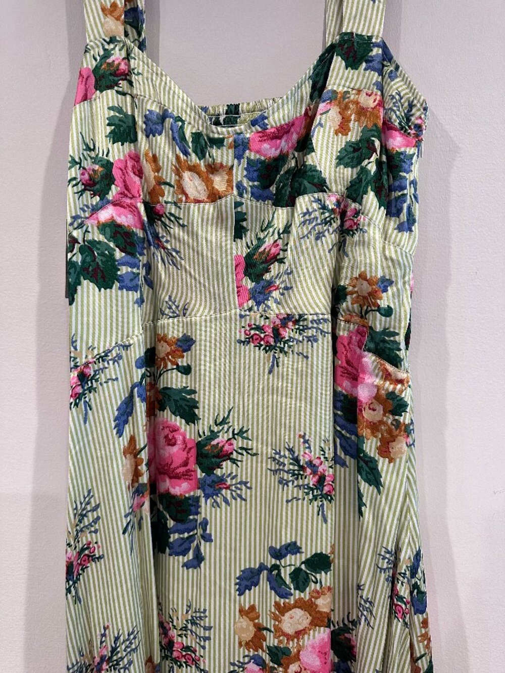 Maeve Jocelyn sleeveless slip midi dress green floral XLP NWT